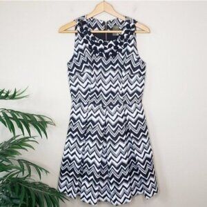 Taylor | Black White Chevron A-line Dress